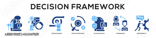 Glyphcolor - Decision Framework web banner icon vector illustration concept