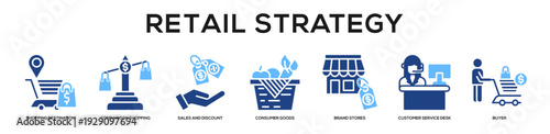 Glyphcolor - Retail Strategy web banner icon vector illustration concept