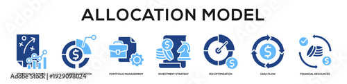 Glyphcolor - Allocation Model web banner icon vector illustration concept