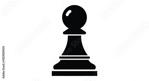 A stark minimalist depiction of a black pawn chess piece against a white background a striking silhouette high quality