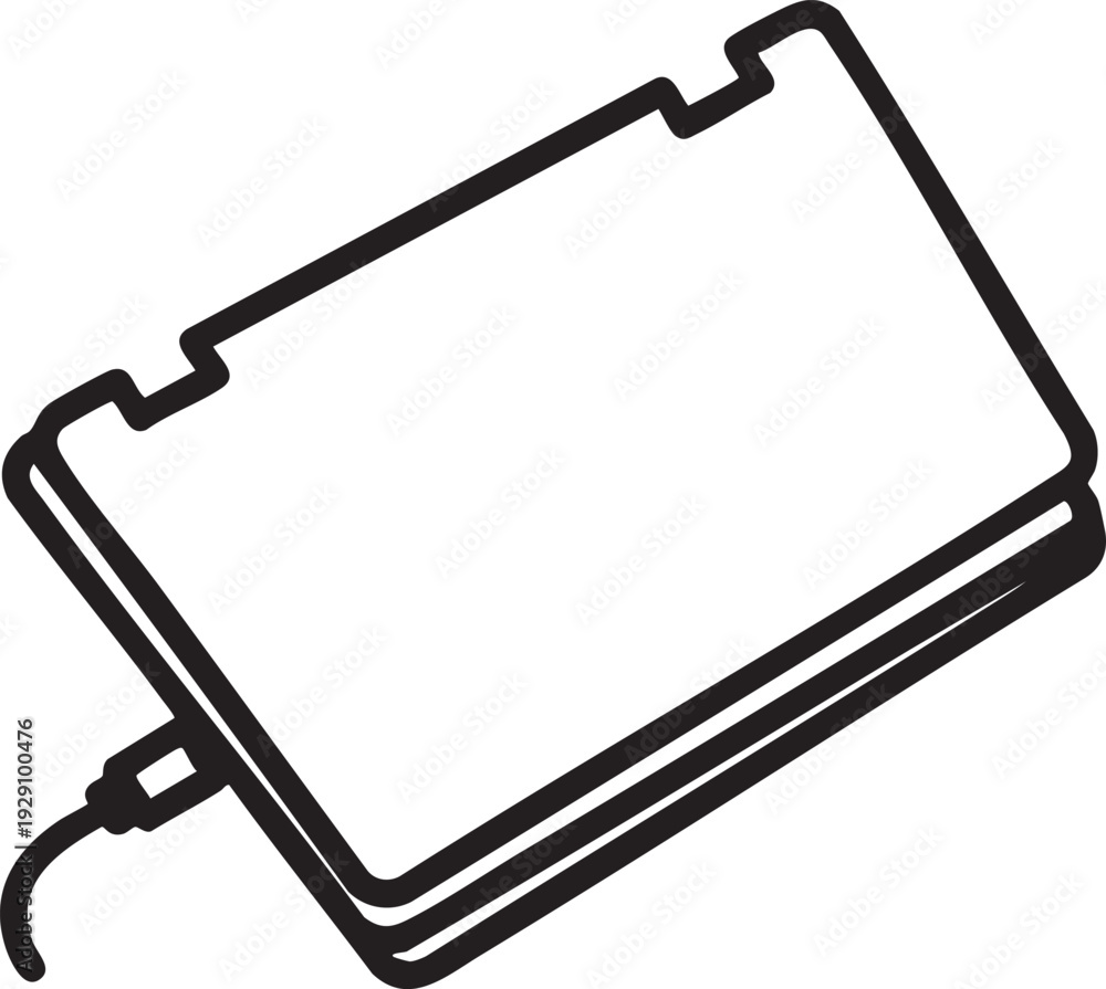 Obraz premium Stylized illustration of a portable external hard drive with a connected cable