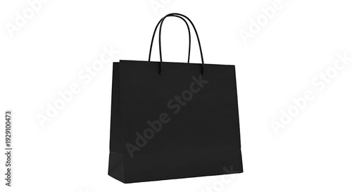 Black Shopping Bag Isolated On Transparent Background With Black Handles