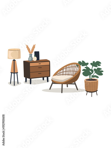 comfortable reading nook with armchair and compact side table in home interior