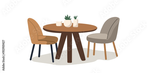 round table with two chairs furniture arrangement in cozy dining room