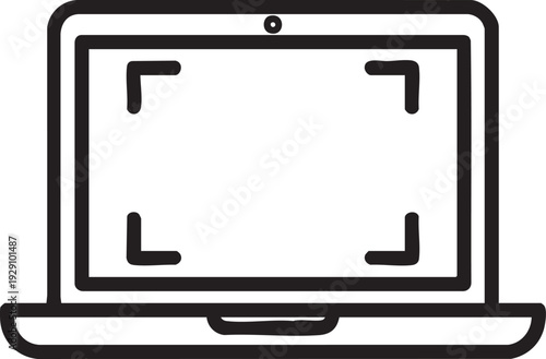 A laptop screen displaying four corner brackets, indicating a screenshot area or content focus selection.