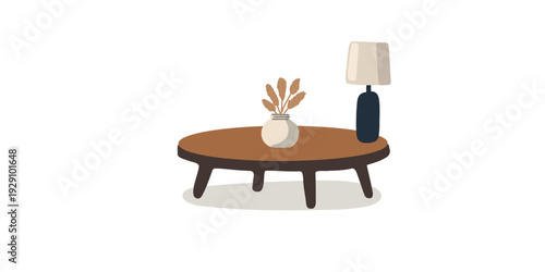 balanced living room composition with round low coffee table centerpiece