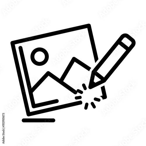 Editing photo with pencil on paper background