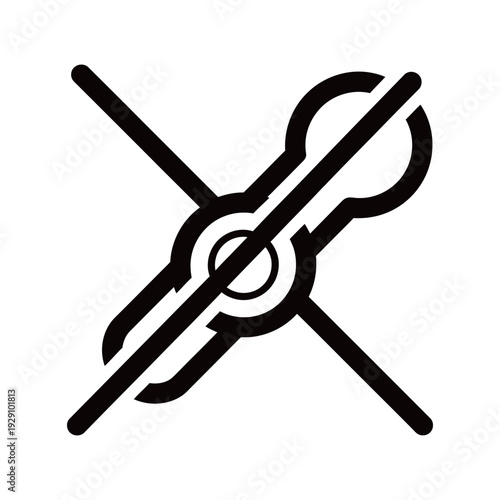 Forbidden access symbol with crossed keys on white background