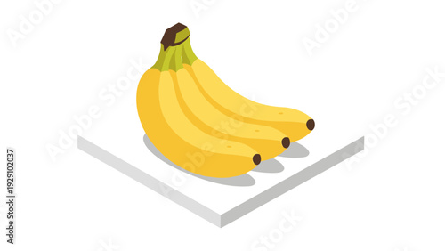 bunch of ripe bananas illustrated in isometric style fresh fruit concept