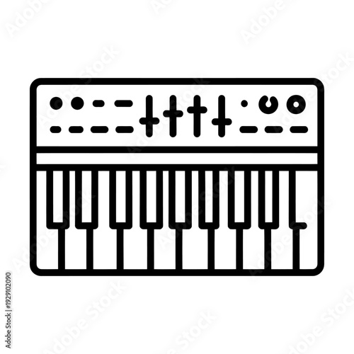 Electronic music keyboard instrument with black lines on white background