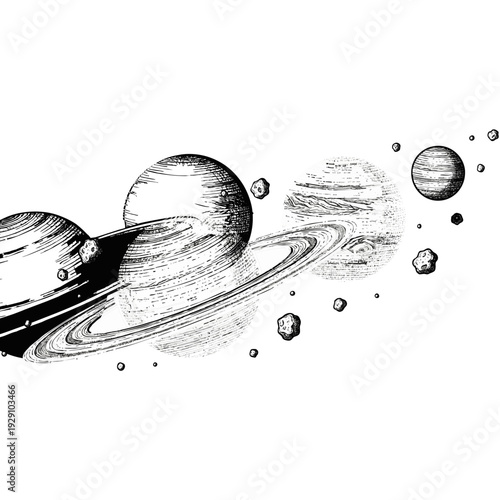 Stunning celestial scene with planets and moons in space