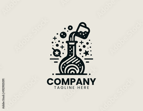 Abstract brewing flask and pouring mug in clean modern vector illustration style