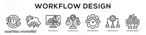 Workflow Design web banner icon illustration concept