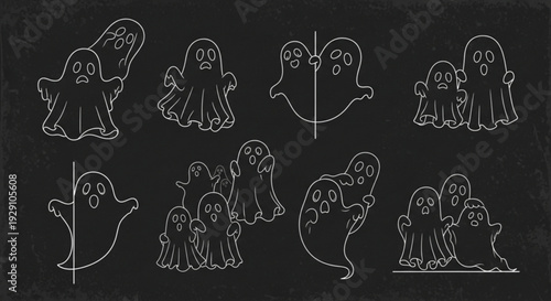 Spooky ghost illustrations for Halloween designs
