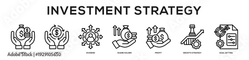 Investment Strategy web banner icon illustration concept