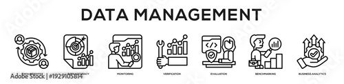 Data Management web banner icon illustration concept