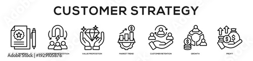 Customer Strategy web banner icon illustration concept