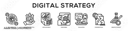Digital Strategy web banner icon illustration concept