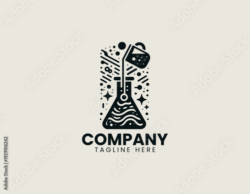 Abstract brewing flask and pouring mug in clean modern vector illustration style