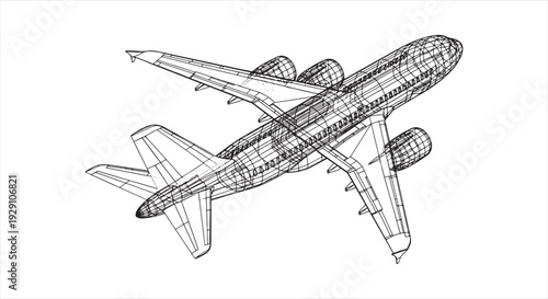 Airplane Blueprint Design – Aviation Engineering Technical Drawing and Aircraft Schematic