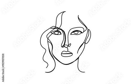 Woman profile female beauty concept. Line drawing vector illustration, Woman face line art drawing abstract line drawing beauty girl feminine face illustration