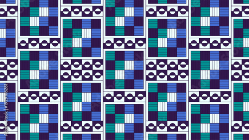 Abstract Geometric Pattern with Blue and Teal Squares