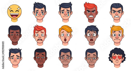 Diverse collection of human faces displaying various emotions and expressions in a visual representation.