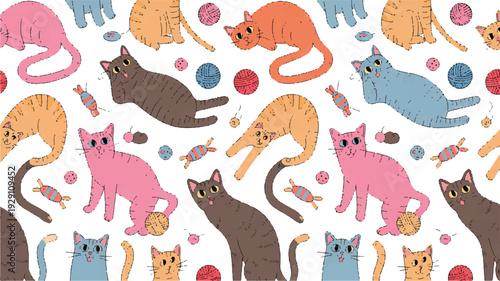 seamless background with cats