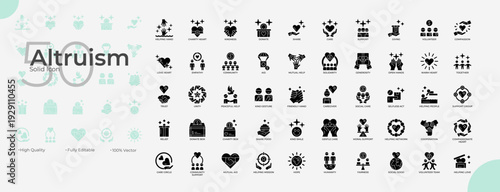 Altruism Solid Editable Icons set
