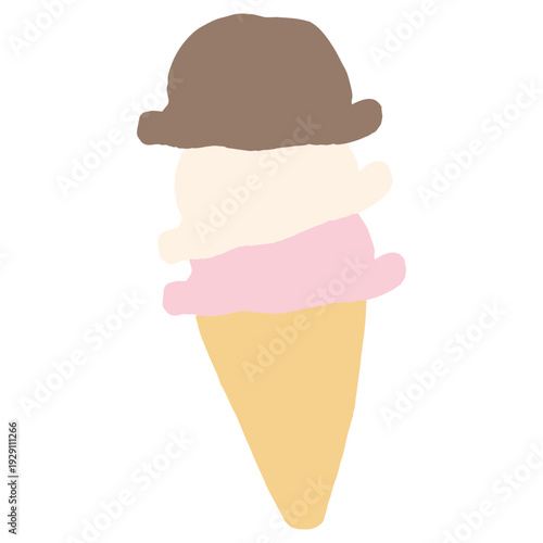7月の園だよりに使いやすい シンプル手描き素材シリーズ｜アイスクリーム / July Ice Cream Illustration