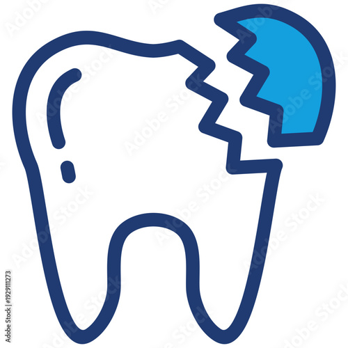 Broken Tooth Blue Icon