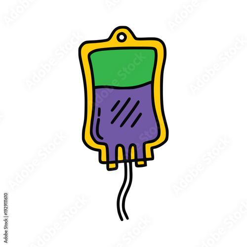 Doodle Infusion Bag Medical Vector Illustration