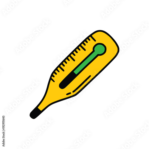 Yellow Thermometer Medical Medic Vector Doodle Illustration