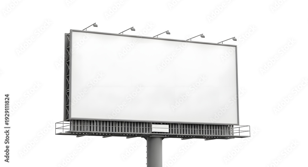 Obraz premium Empty billboard standing on a pole in a plain outdoor setting