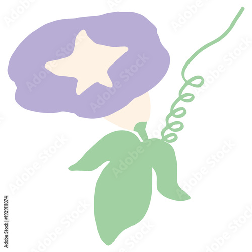 7月の園だよりに使いやすい シンプル手描き素材シリーズ｜あさがお / July Morning Glory Illustration