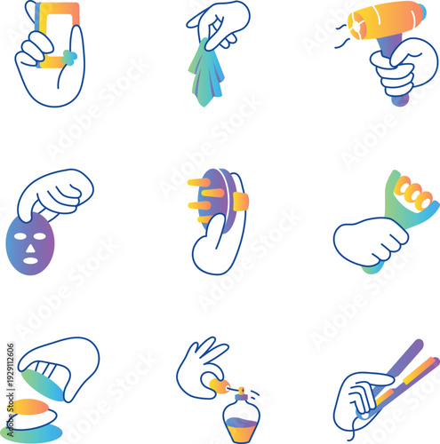Handy Set of Beauty Hand Drawn Icons 