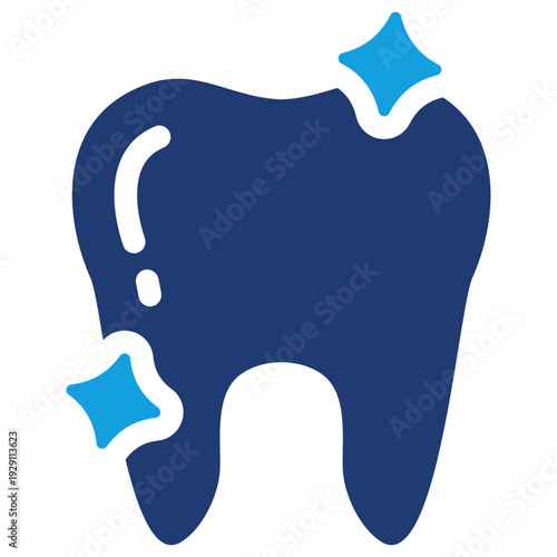 Teeth Whitening Flat Blue Icon