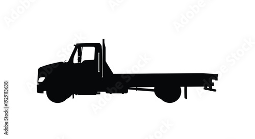 Black truck silhouette against a white background side view industrial vehicle design