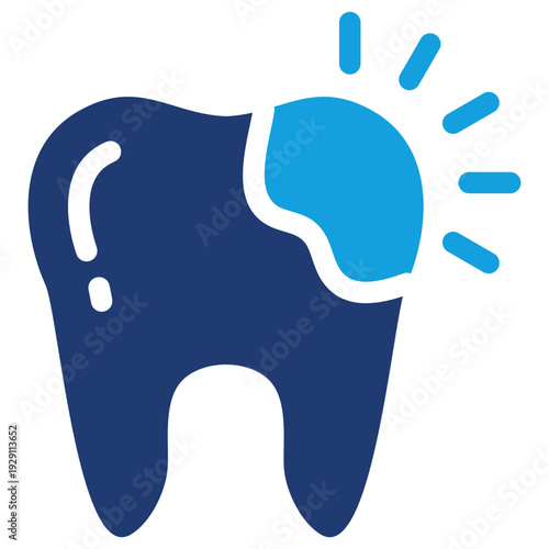 Tooth Decay Flat Blue Icon
