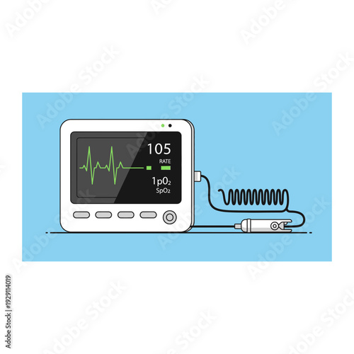 Vital Signs Monitor with Heart Rate Display Vector