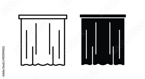 Two vertical blinds icons black and white versions minimalistic design silhouette