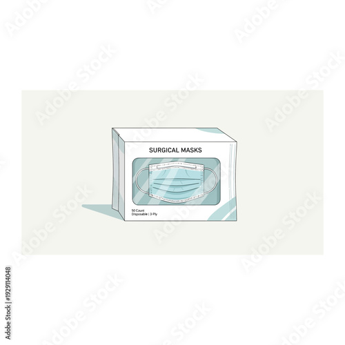 Medical Face Mask Box with Window - Illustrated Packaging