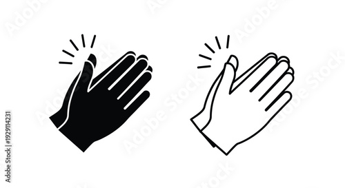 Two hands clapping together in a celebratory gesture depicted as a striking silhouette