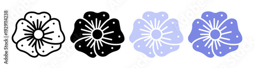 Flax flower icons pack. vector illustrations designs