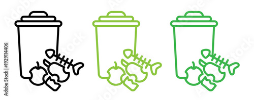 Food waste icons pack. vector illustrations designs