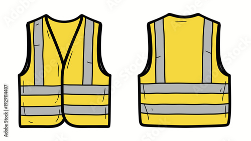 High visibility yellow safety vest with reflective gray stripes providing essential personal protective equipment for construction, road work, and industrial safety applications.