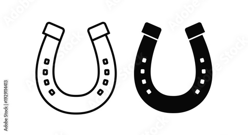 Two black horseshoe icons side by side simple design isolated silhouette
