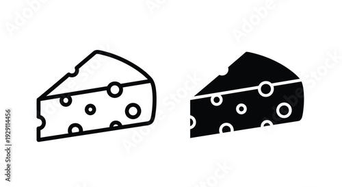 Two slices of swiss cheese illustration with holes and textured edges silhouette