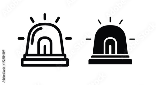 Two emergency lights icons one white and one black presented as a silhouette