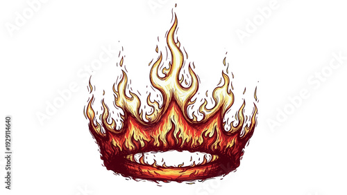 A powerful flaming crown symbol of strength and intense heat perfect for Tshirt printing posters an emblem or a striking graphic resource